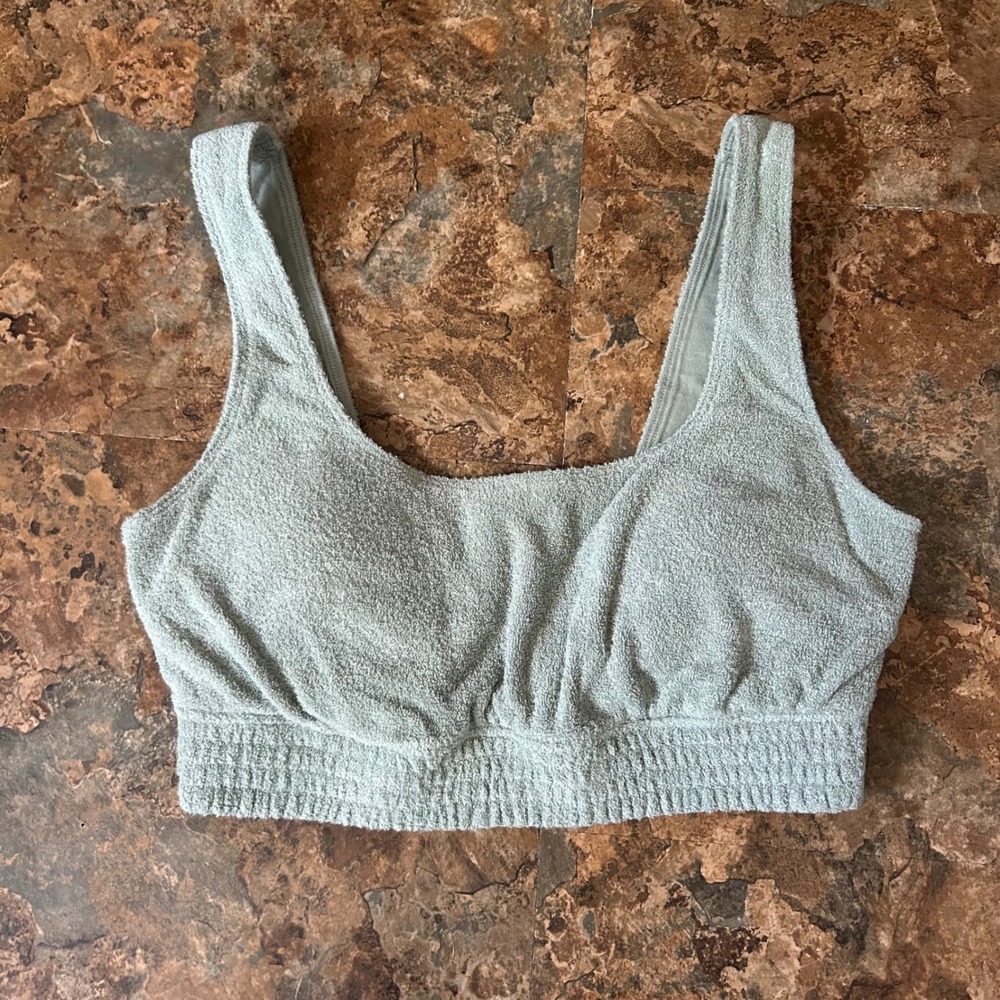Gilly Hicks Wireless Bralette Womens Size Medium Green Terry Cloth Bra Wirefree